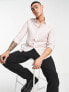 ASOS DESIGN wedding smart linen regular fit shirt with penny collar in pink