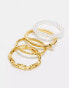 Фото #4 товара Orelia 18K gold plated pearl and chain link rings multipack