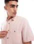 ASOS DESIGN relaxed shirt in linen mix in pink Staubrosa, XS - Chest 36 - фото #3