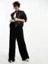 Фото #6 товара ASOS DESIGN Tall tie belt wide leg trouser culottes in black