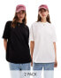 Фото #1 товара Miss Selfridge oversized t shirt 2 pack in black and white