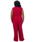 Women's Surplice-Neck Sleeveless Tie-Waist Jumpsuit