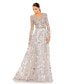 Women's Long Sleeve Beaded Applique Gown