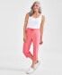 Фото #1 товара Petite Solid-Knit Mid-Rise Capri Pants, Created for Macy's