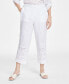 Фото #1 товара Women's 100% Linen Cropped Eyelet Pull-On Pants, Created for Macy's