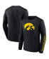 Фото #1 товара Men's Black Iowa Hawkeyes Double Time 2-Hit Long Sleeve T-shirt