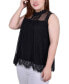 ფოტო #5 პროდუქტის Plus Size Sleeveless Mock Neck Lace Top