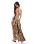 Фото #7 товара ASOS DESIGN square neck full skirt midi dress with godets in leopard print