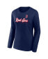 ფოტო #3 პროდუქტის Women's Navy Boston Red Sox Run The Bases Long Sleeve T-shirt and Cuffed Knit Hat with Pom Combo Set