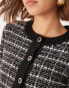 Фото #2 товара Vila knitted polo cardigan co-ord in black boucle check