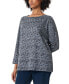 Petite Scratch-Knit Jacquard Dolman-Sleeve Top