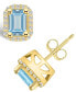 ფოტო #1 პროდუქტის Aquamarine (1 ct. t.w.) and Diamond (1/5 ct. t.w.) Halo Stud Earrings in 14K Yellow Gold