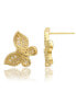 ფოტო #2 პროდუქტის Suzy Levian Sterling Silver Cubic Zirconia Artistic Butterfly Hang Stud Earrings