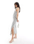 Object slubby knit maxi dress in serenity blue stripe Серый, XS - EU 34-36 - фото #1