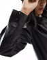 Фото #8 товара Miss Selfridge faux leather oversized shirt in black
