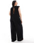 Фото #4 товара ASOS DESIGN Curve shoulder pad column wide leg jumpsuit in black