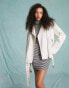 Фото #2 товара Miss Selfridge oversized faux leather biker jacket in white