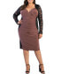 Фото #6 товара Women's Plus Size Valentina Long Sleeve Lace Illusion Dress