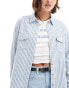 Levi's iconic hemp blend western stripe denim shirt in white weiß, M - фото #4