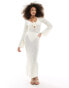 Фото #2 товара 4th & Reckless key hole knit maxi beach dress in cream