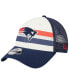 Men's Cream, Navy New England Patriots Team Stripe Trucker 9FORTY Snapback Hat