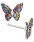 ფოტო #4 პროდუქტის Multi-Gemstone Butterfly Stud Earrings (7/8 ct. t.w.) in Sterling Silver