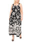 Фото #1 товара Plus Size Printed Square-Neck Smocked-Back Maxi Dress