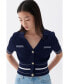ფოტო #8 პროდუქტის Women's Short Sleeve Buttoned Knit Cardigan