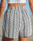 Фото #2 товара Women's Black & White Geometric Drawstring Shorts