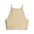 Puma T7 Shiny Crew Neck Crop Top Womens Beige Casual Athletic 62146284