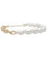 Фото #1 товара Браслет Macy's Cultured Freshwater Pearl & Oval Link 14k Gold-Plated Silver