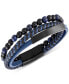 Men's Onyx & Lava Bead Triple Row Braided Leather Bracelet in Black Ion-Plated Stainless Steel (Also in Onyx/Sodalite)