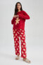 Фото #2 товара Fall In Love Yılbaşı Temalı Uzun Kollu Polar Pijama Takımı A3369ax23wn