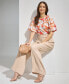 Women's Drapey Organza Belted Wide-Leg Pants