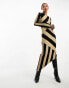 & Other Stories knitted asymmetric midi dress in beige and black stripe