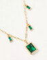 Фото #3 товара ALDO gold plated chain necklace with emerald stone charms in gold