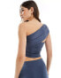 Фото #3 товара 4th & Reckless off shoulder bandeau top co-ord in slate blue