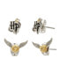 ფოტო #1 პროდუქტის Gold and Silver Plated Stud Earrings Sets HP and Golden Snitch- 2 Pairs