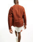 ASOS DESIGN 90s oversized linen mix shirt with grandad collar in rust