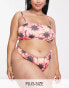 COLLUSION Plus tie dye sun print bikini top with double stap in pink