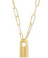 Padlock Paperclip Link Pendant 18" Necklace in 14k Gold-Plated Sterling Silver