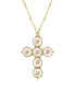 ფოტო #2 პროდუქტის Gold-Tone Pink Flower Decal Cross 30" Necklace