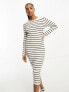 Фото #7 товара Vero Moda knitted stripe maxi dress in cream and black