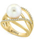 Фото #1 товара EFFY® Cultured Freshwater Pearl (11mm) & Diamond (1/4 ct. t.w.) Open Statement Ring in 14k Gold