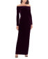 Фото #1 товара Women's Off-The-Shoulder Long-Sleeve Velvet Gown