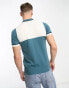 Farah Cleo colour block short sleeve polo in indigo green and white