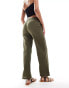 Фото #2 товара ONLY Tall linen texture wide leg trouser in khaki