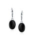ფოტო #3 პროდუქტის Simple Western Style 3.2CT Dyed Black Onyx Dome Oval Bezel Set Lever Back Dangle Earrings For Women .925 Sterling Silver