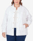 Фото #1 товара Plus Size Snap Front Twill Jacket with Fringe Trim