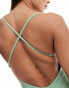 Фото #4 товара Free Society square neck swimsuit in sage green